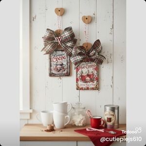 Plaid Ribbon Holiday Wall Decor with Heart Accents